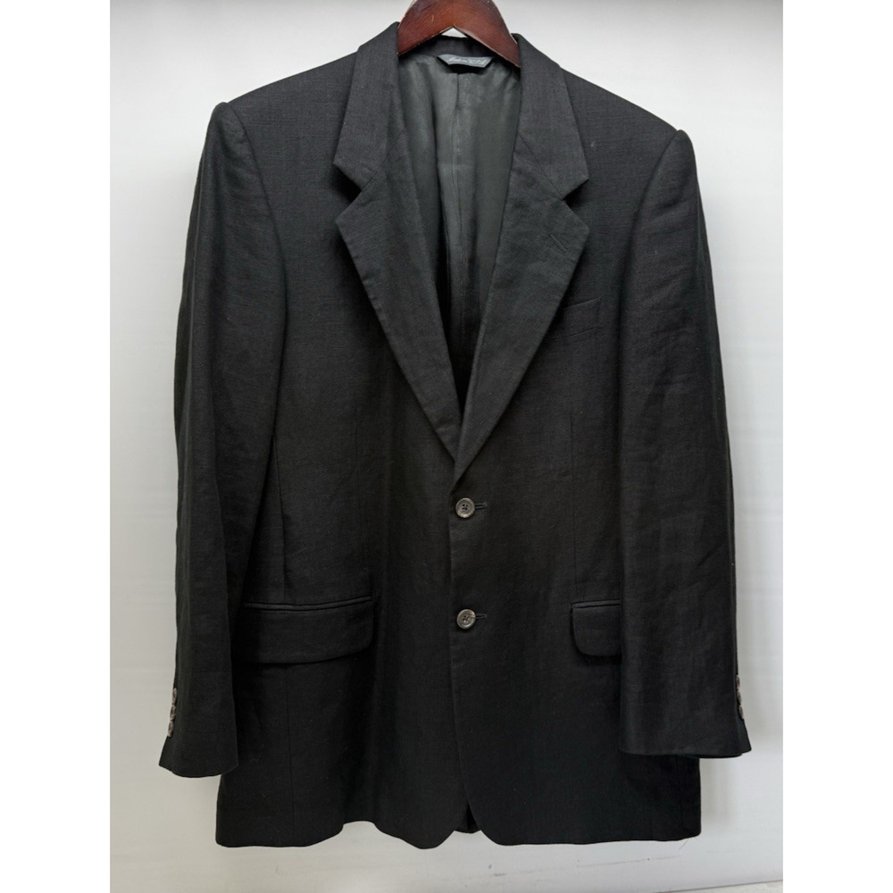 VTG Eddie Bauer Belgium Linen Blazer Mens 41 Reg Black Sport Coat Made In USA